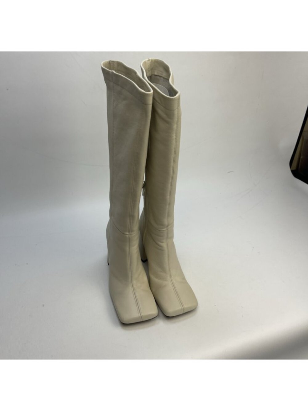 Y2K L'Intervalle White Leather Boots Women’s 37 Retro 60's Scandinavian Luxe - Picture 6 of 14